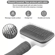 2-in-1 Pet Grooming Brush - Massaging Deshedder with Easy Cleanup